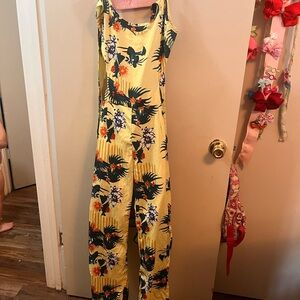 5 for $20 SHEIN Tropical Print Yellow Jumpsuit